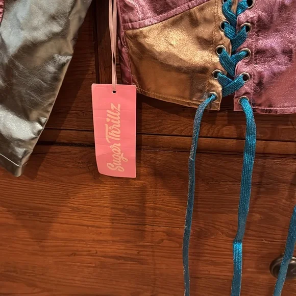 Dolls Kill Sugar Thrillz metallic moto jacket size small NWT - Picture 8 of 8